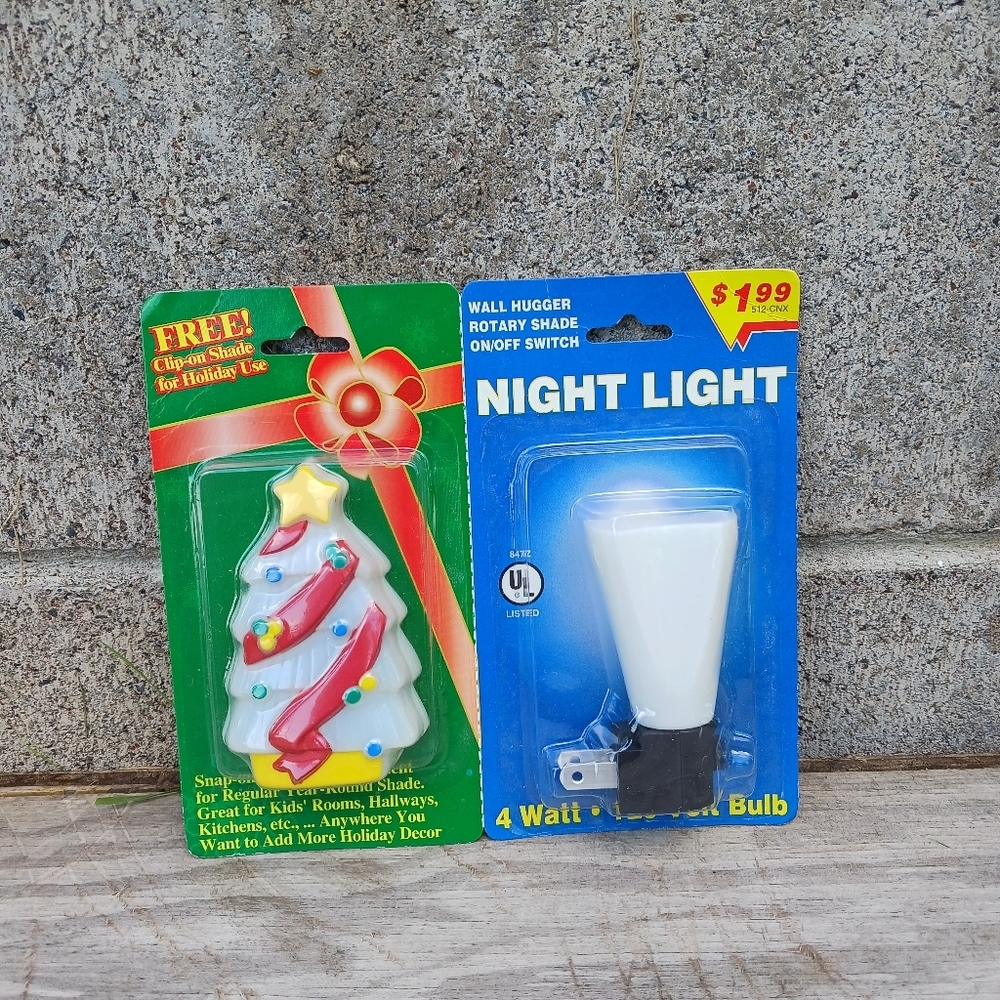 Vintage Christmas‎ Tree Clip On Shade Nightlight Plug In Holiday Christmas New